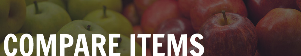 Compare items text in front of green and red apples